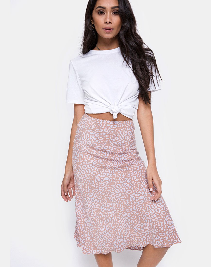 Falda Tauri Midi en Punto Leopardo