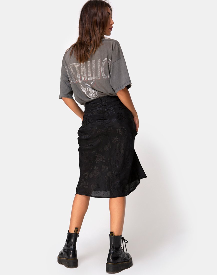 Imagen de Tauri Midi Skirt in Satin Rose Negro