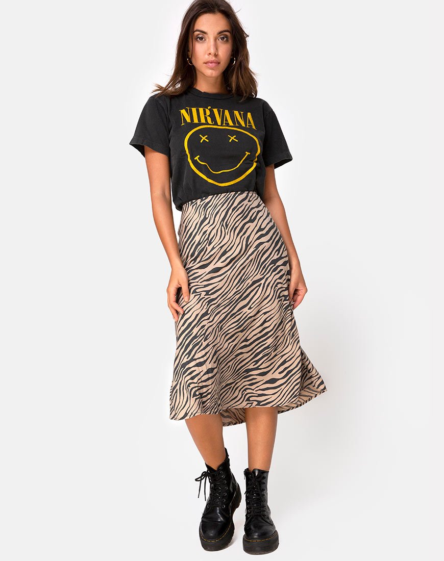 Imagen de Tauri Midi Skirt in 90s Zebra Taupe