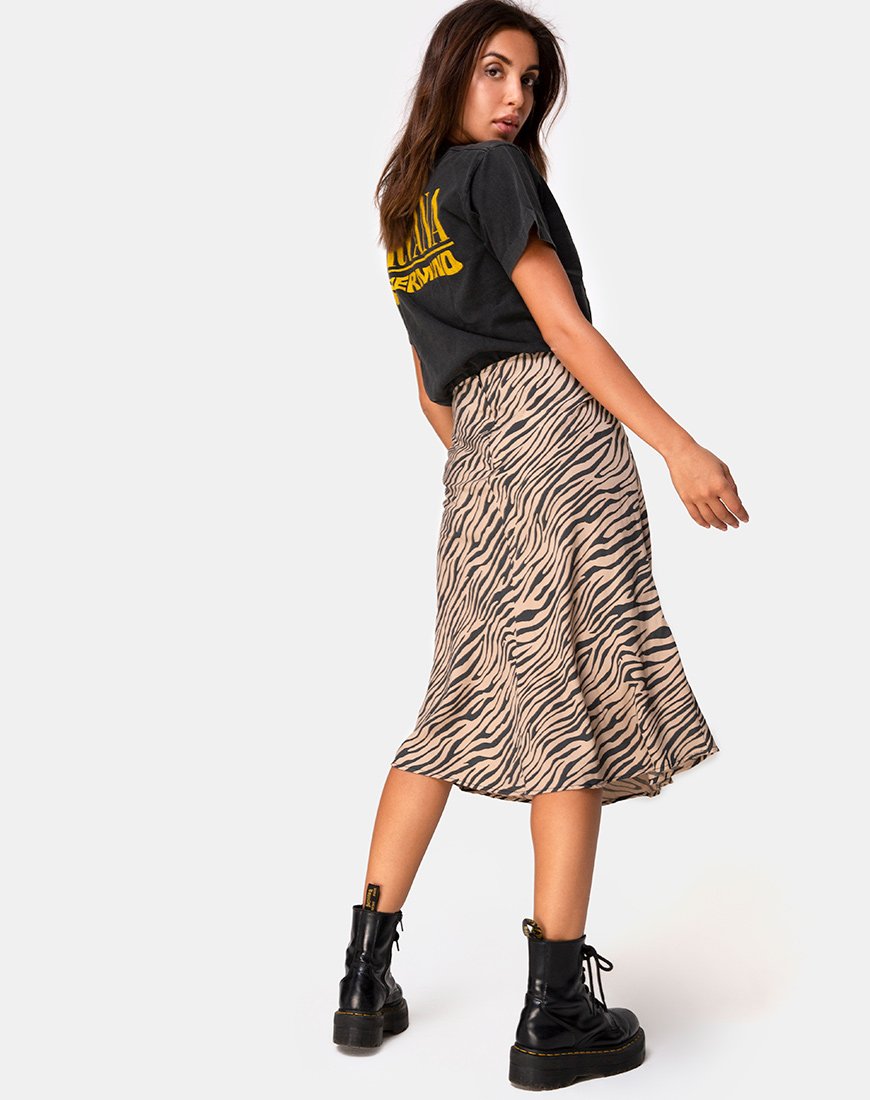 Imagen de Tauri Midi Skirt in 90s Zebra Taupe