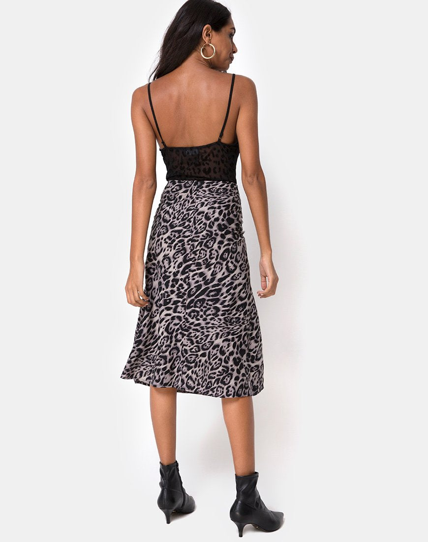 Falda Tauri Midi Gris Leopardo