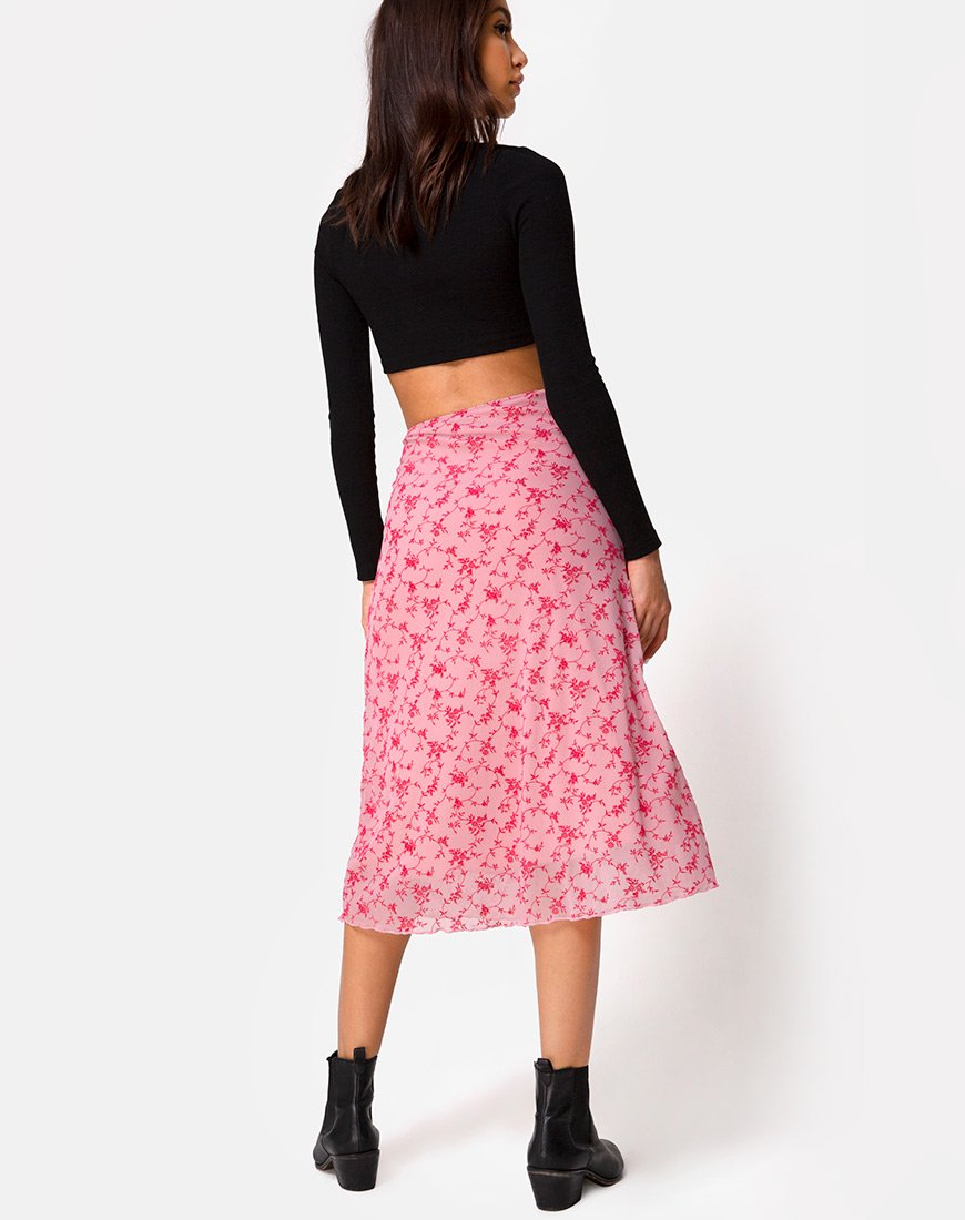 Falda Taura en Love Bloom Rosa Flock