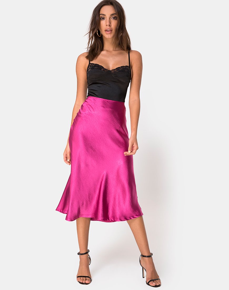 Falda Tauri en satén magenta