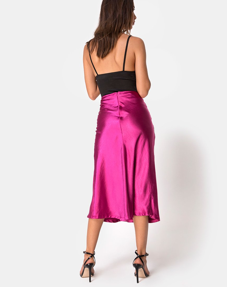 Falda Tauri en satén magenta
