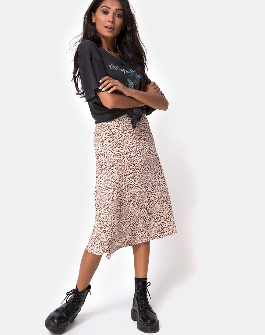 Falda Tauri Midi en Safari Taupe