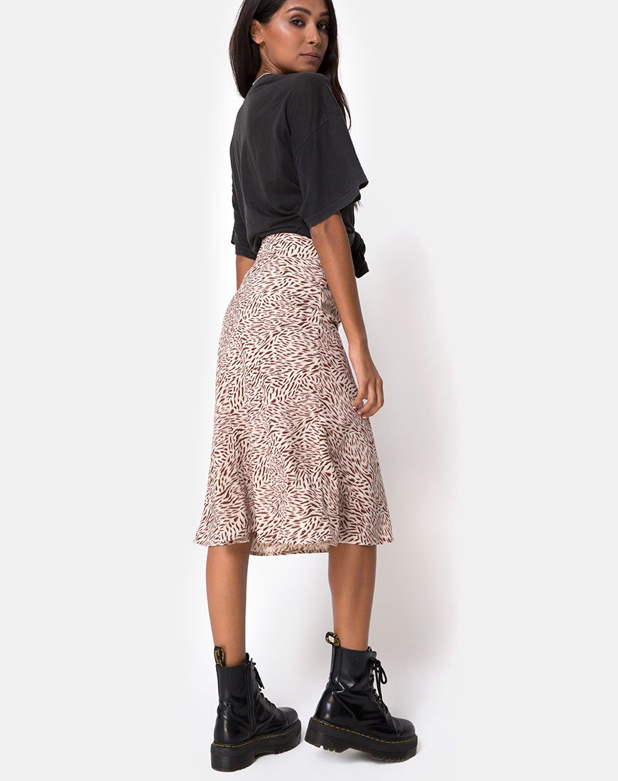 Falda Tauri Midi en Safari Taupe