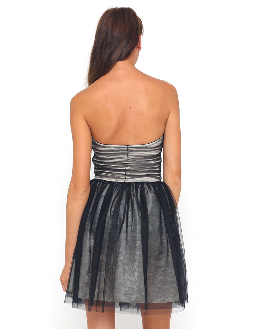 Vestido de fiesta Motel Teardrop en malla negra y nude