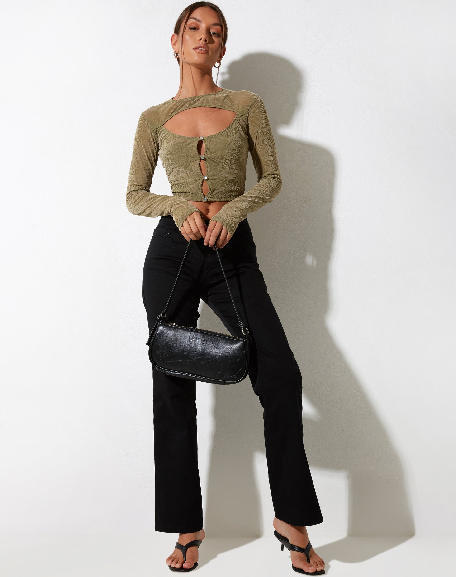 IMAGEN DE Techin Crop Top en Mixed Animal Flock Olive