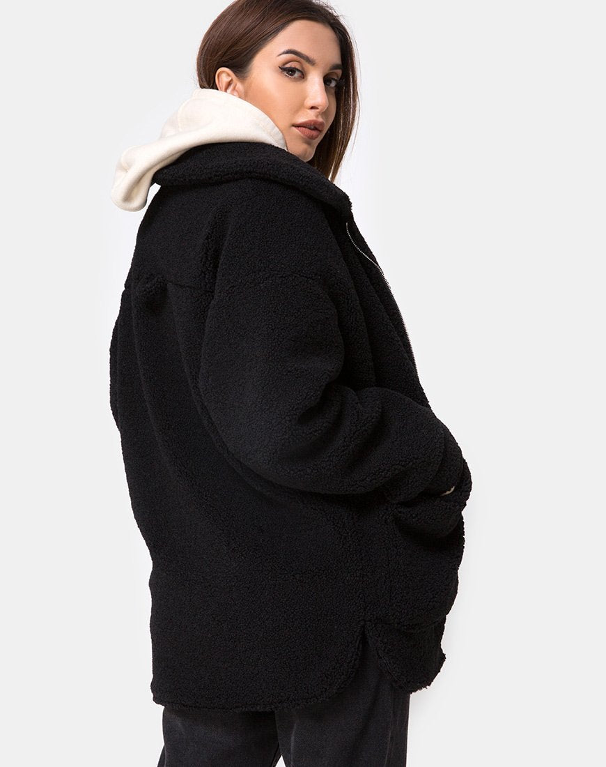 Imagen del abrigo de lana Teddy Bear en negro