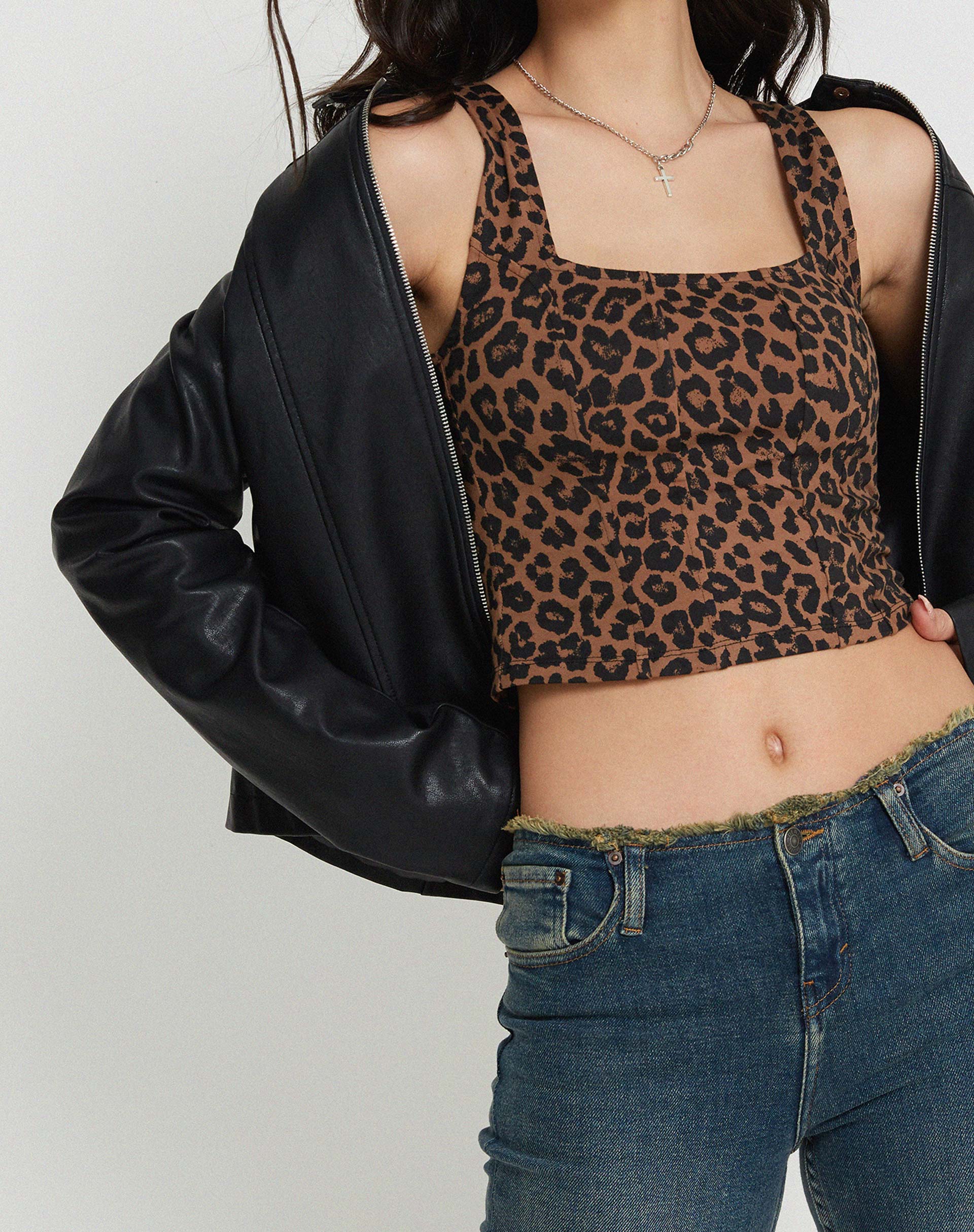 Imagen de Teisa Crop Top Marrón Leopardo Daze