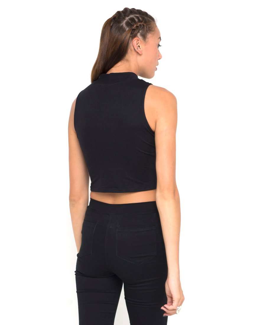 Motel Tempo Mesh Panel Crop Top Negro