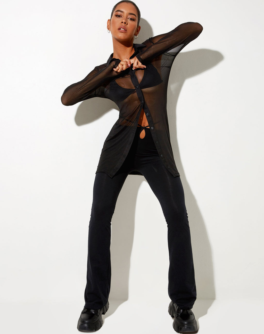 Camisa Tere en Mesh Negra
