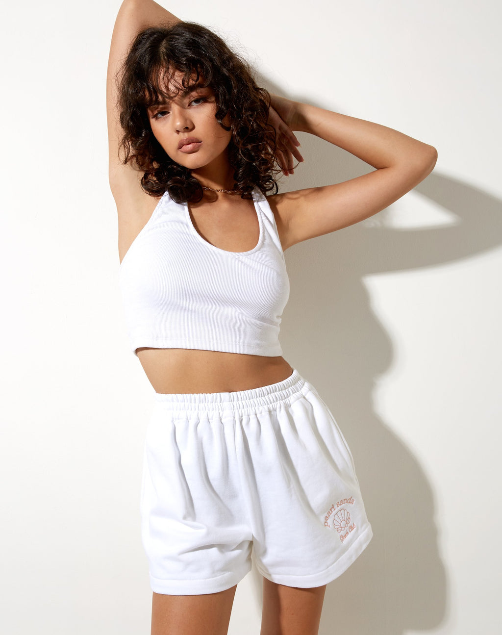 Pantalón Corto de Rizo en Blanco Perla Arena Embro
