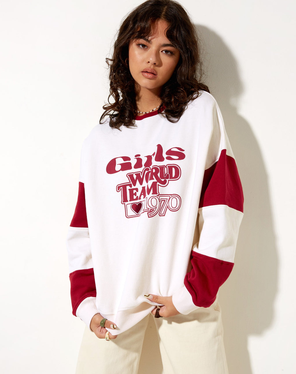 Sudadera Tetty en Marfil Rojo Adrenalina Niñas Equipo Mundial