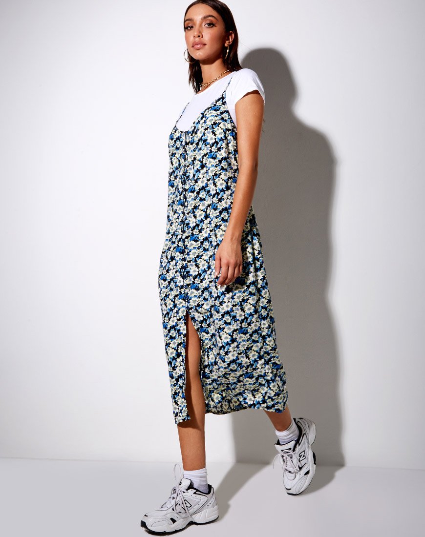 Vestido Theda Midi Azul Aster