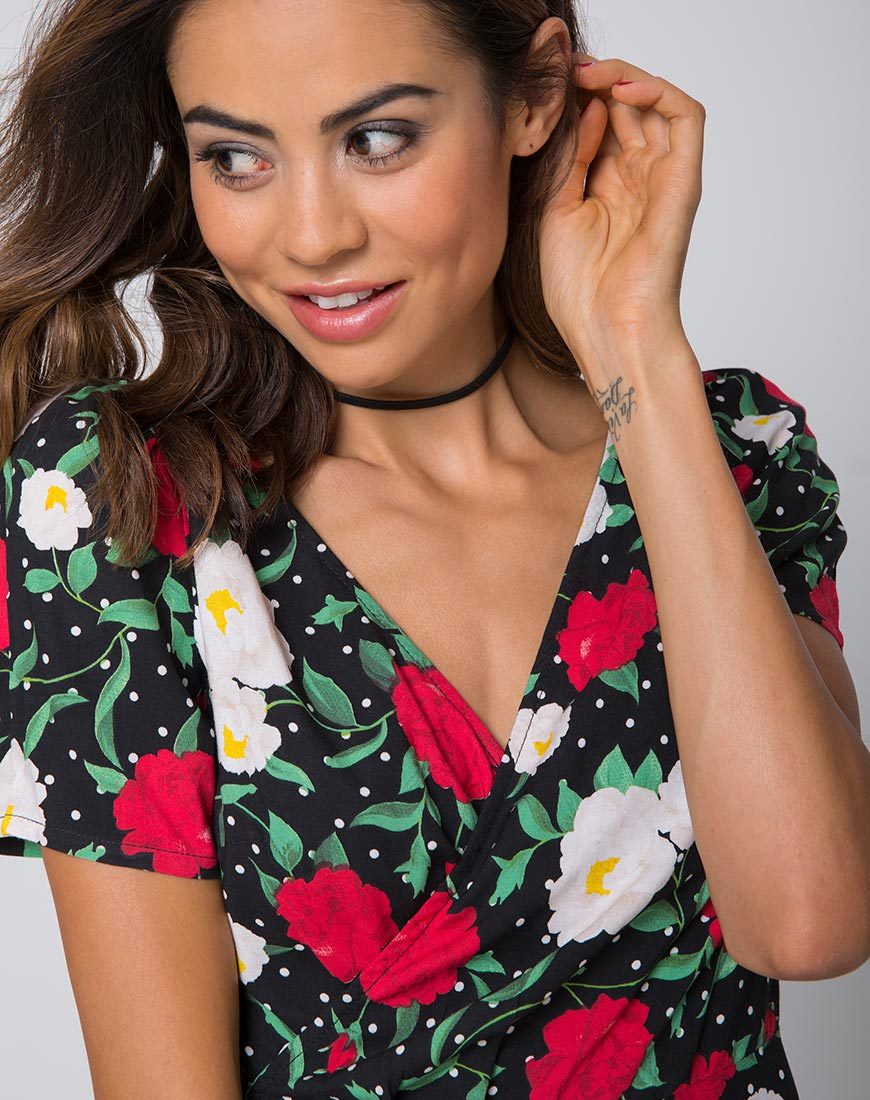 Imagen de Shaab Skater Dress in Polka Rose Negro