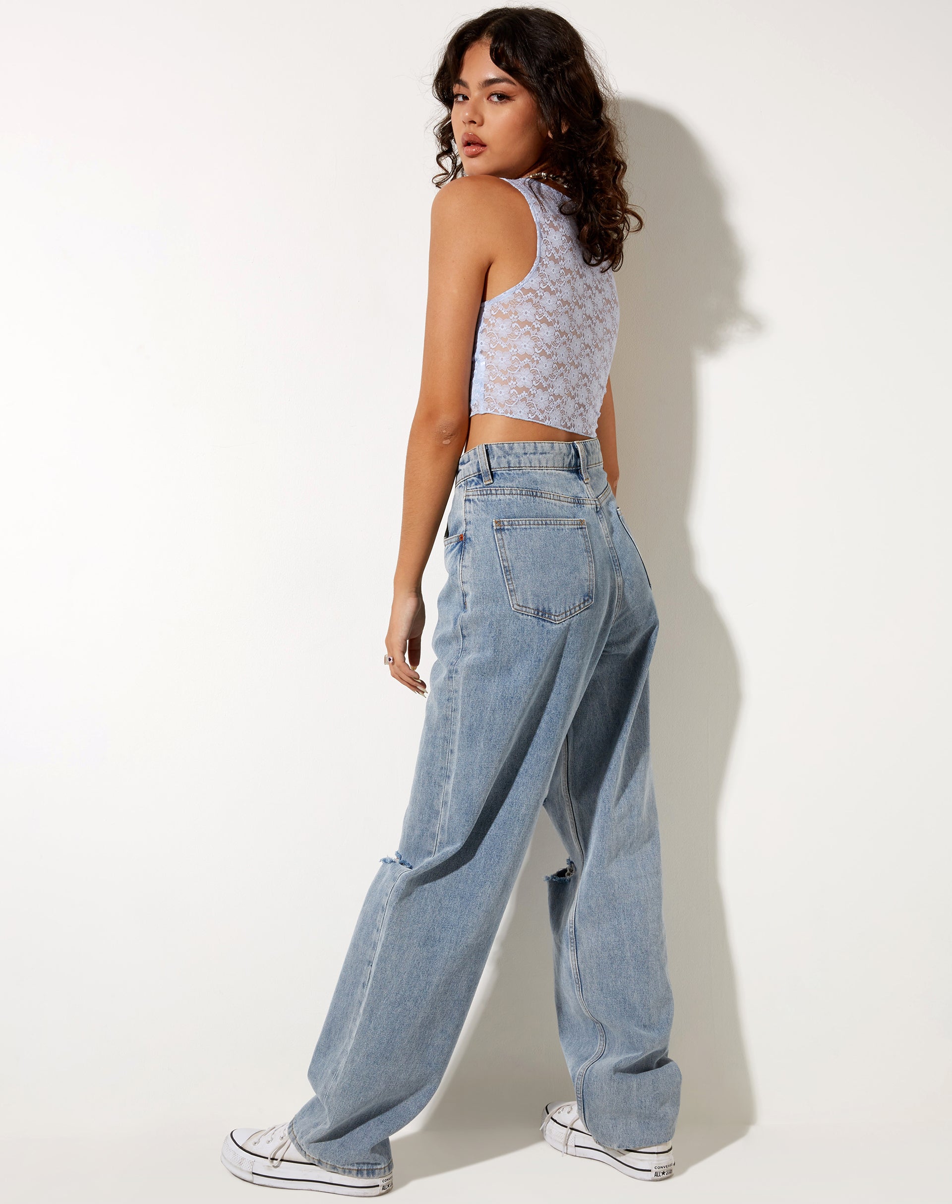 Imagen de Tiati Crop Top de encaje Azul empolvado
