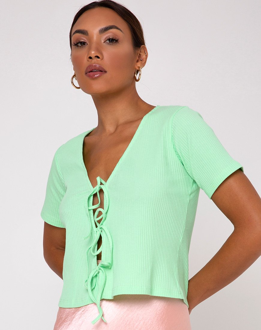 Imagen de Tiery Crop Top en canalé Neo Mint