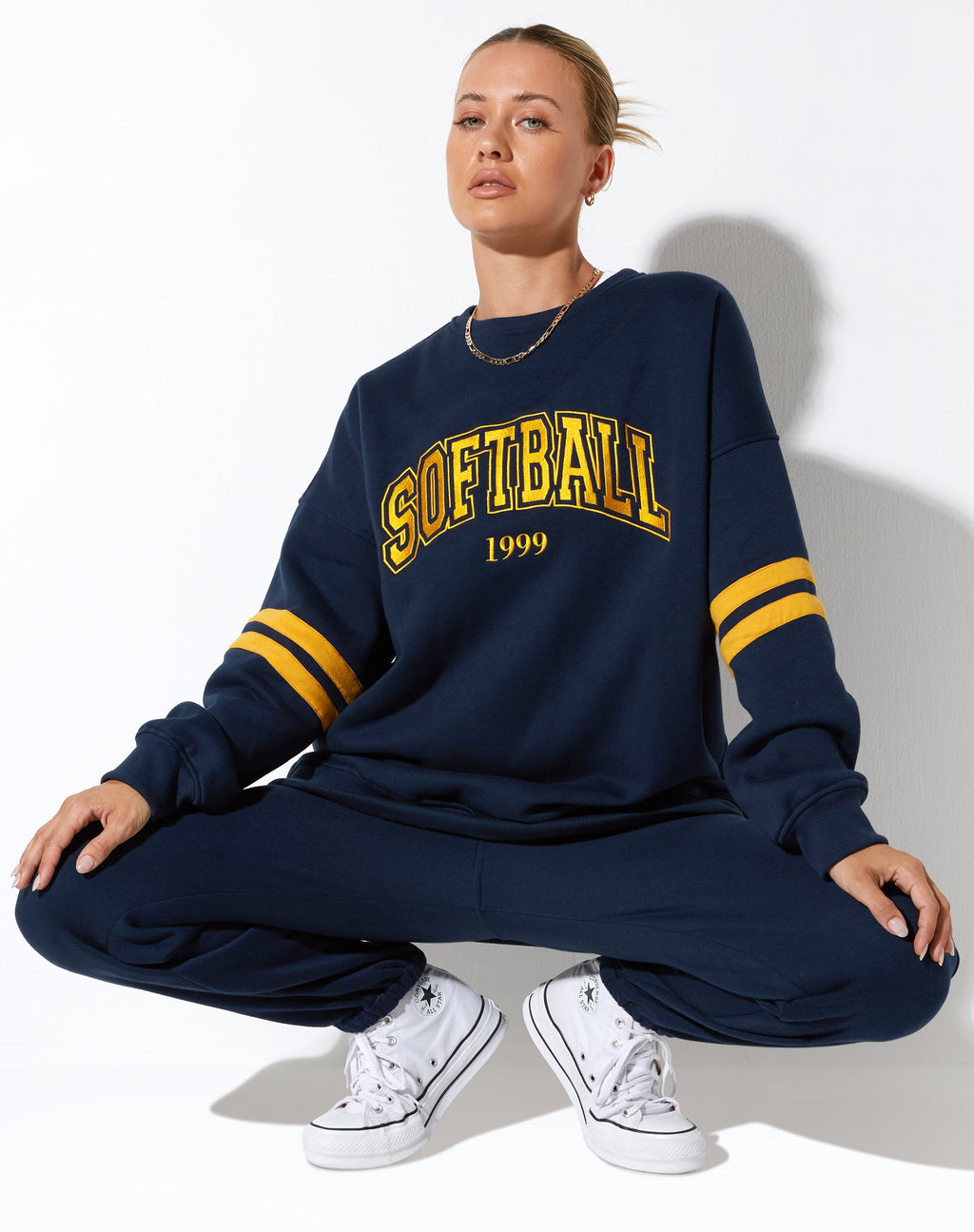 Sudadera Tim en azul marino a rayas cítricas Fútbol 1999