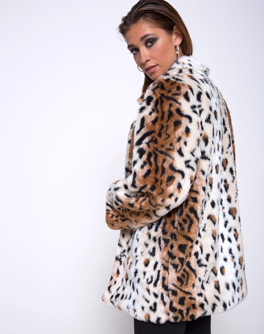 Abrigo Tina de piel sintética de leopardo