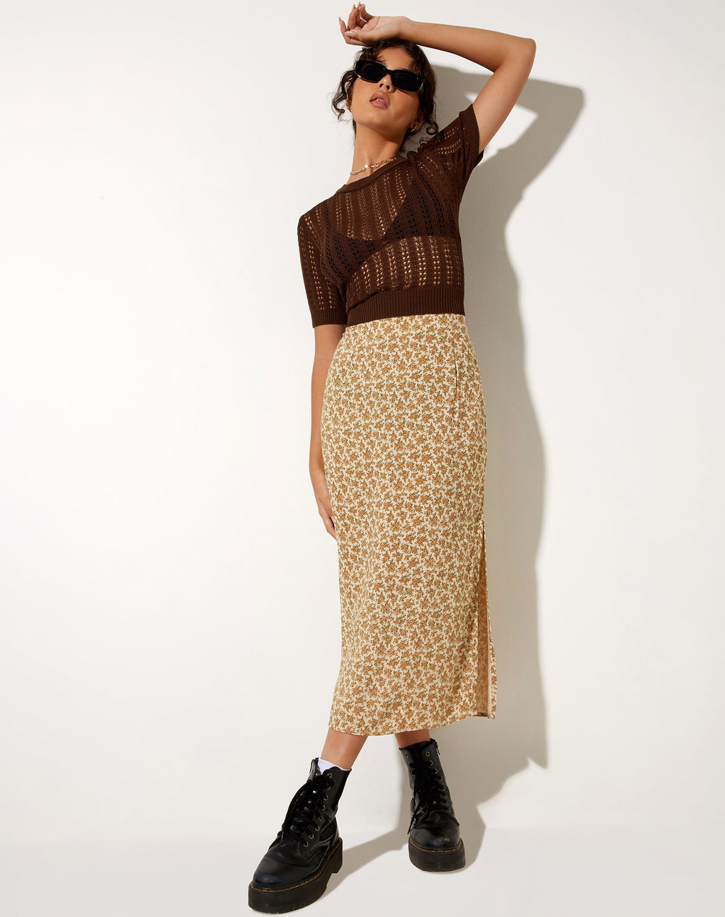 Falda Tindra Midi en Ditsy Lavado