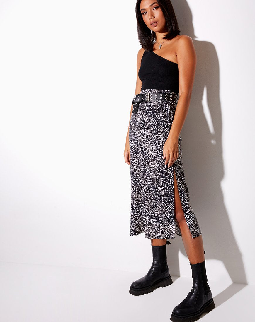 Imagen de Tindra Falda Midi en Croc Abstracto Negra