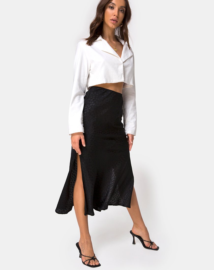 Imagen de Tindra Falda midi de satén Ditsy Rose Negro