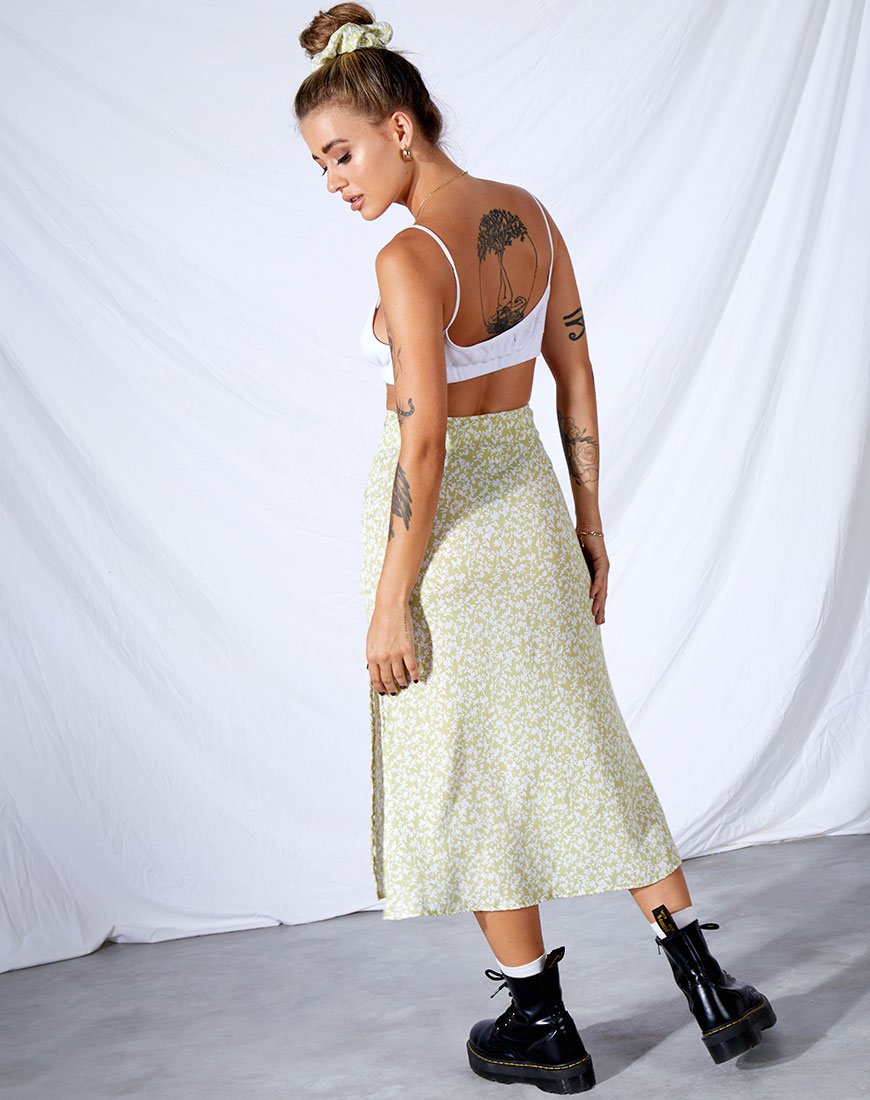 Imagen de la falda Tindra Midi en espuma de menta Botanic Crinkle