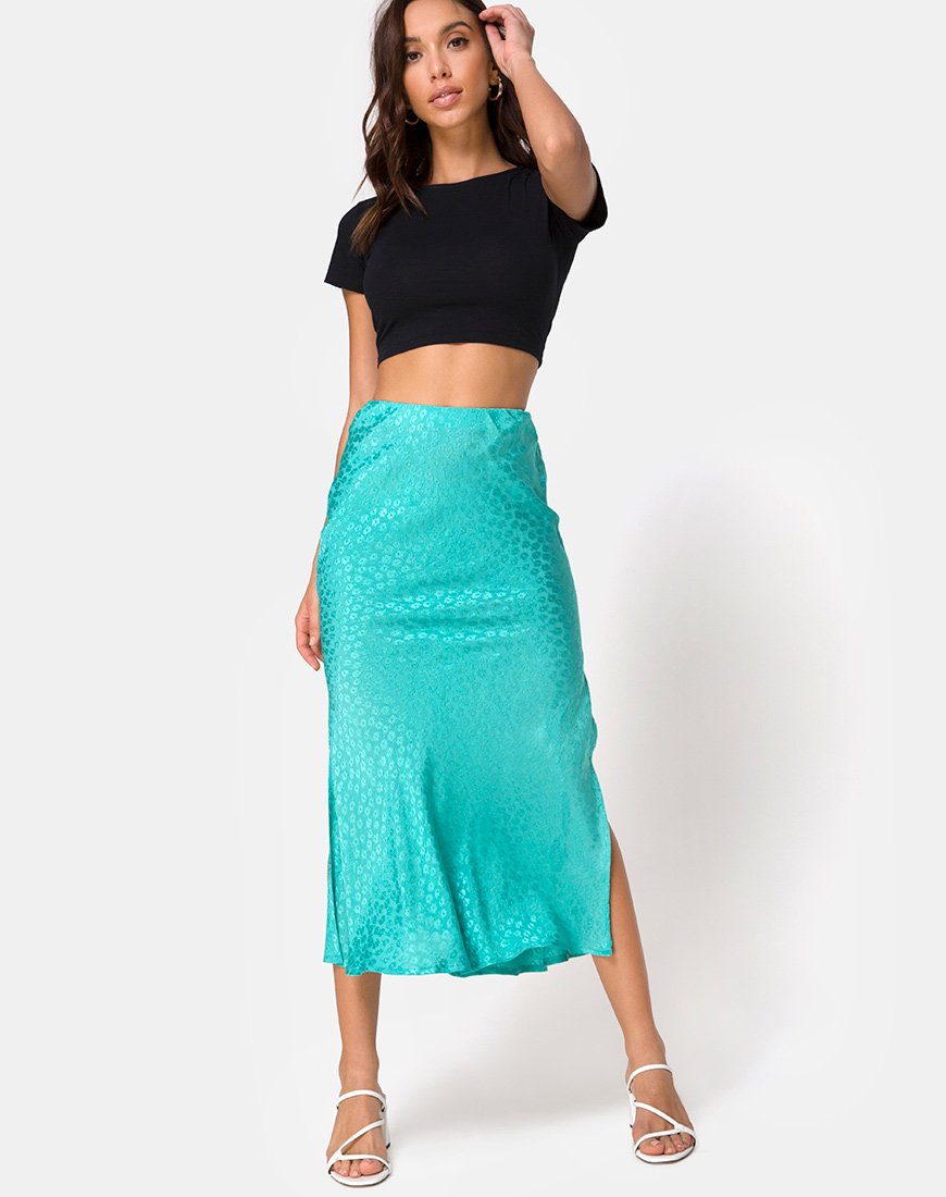 Falda Tindra de satén Ditsy Rose Azul