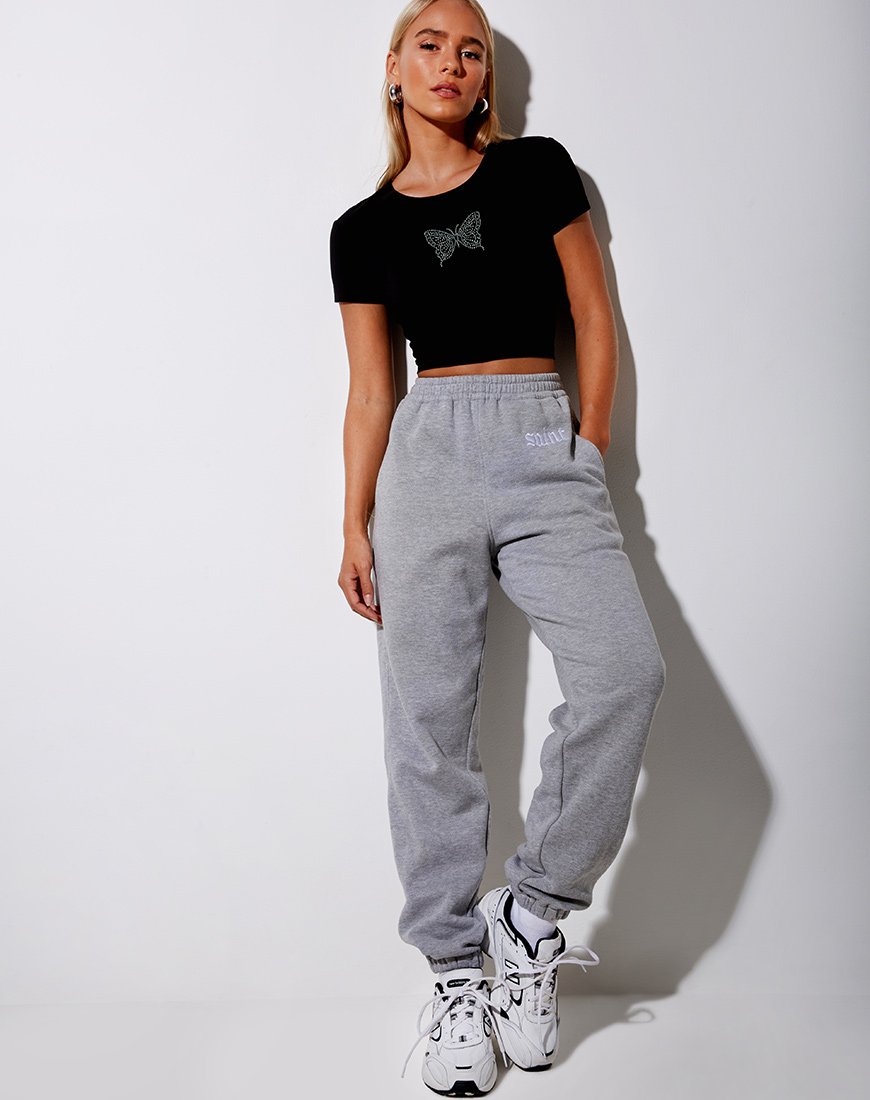 Imagen de Tiney Crop Tee in Black Butterfly Hotfix
