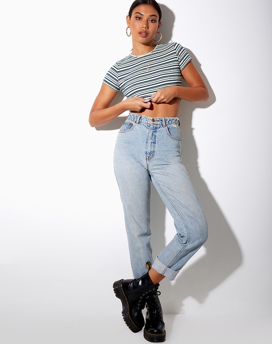 Imagen de Tindy Crop Top en verde oscuro verde claro y blanco
