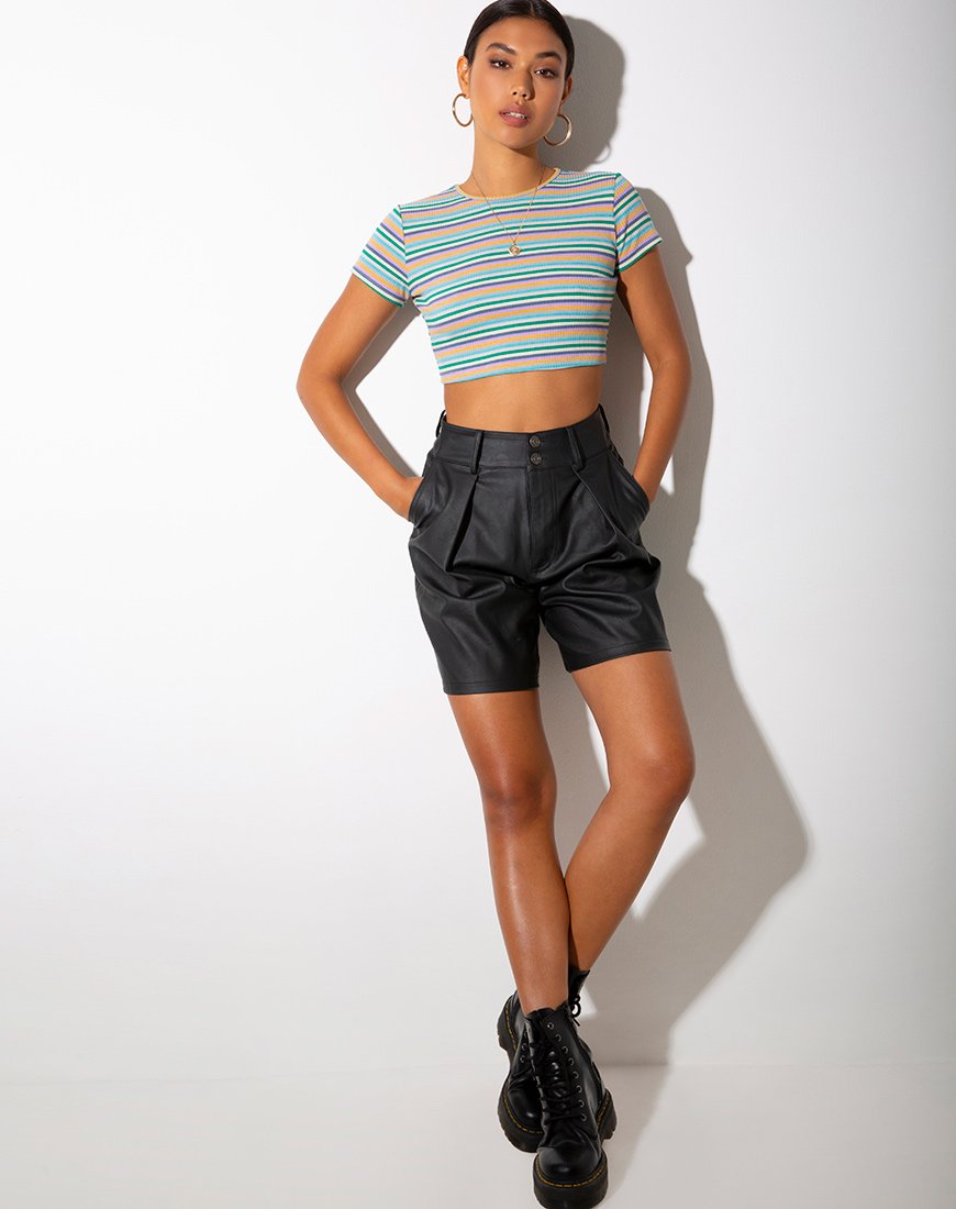 Imagen de Tindy Crop Top en rib verde morado y amarillo