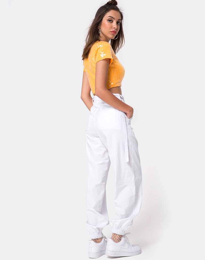 Imagen de Tindy Crop Top en mandarina con lentejuelas transparentes