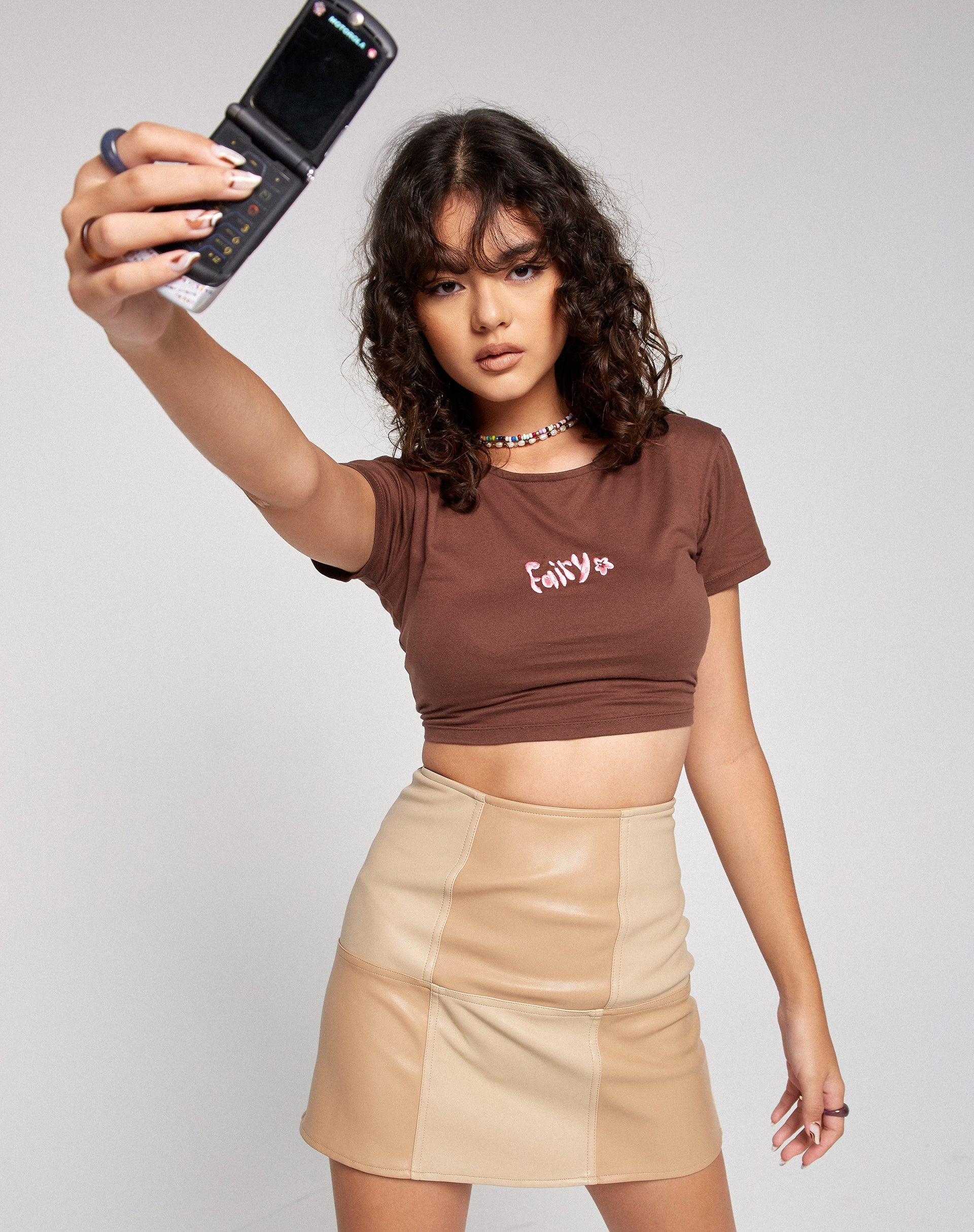 Imagen de Peillo Minifalda en PU Tan Crema