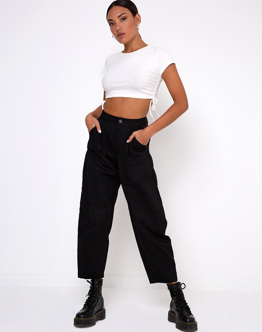 Imagen de Tiner Crop Top en canalé marfil