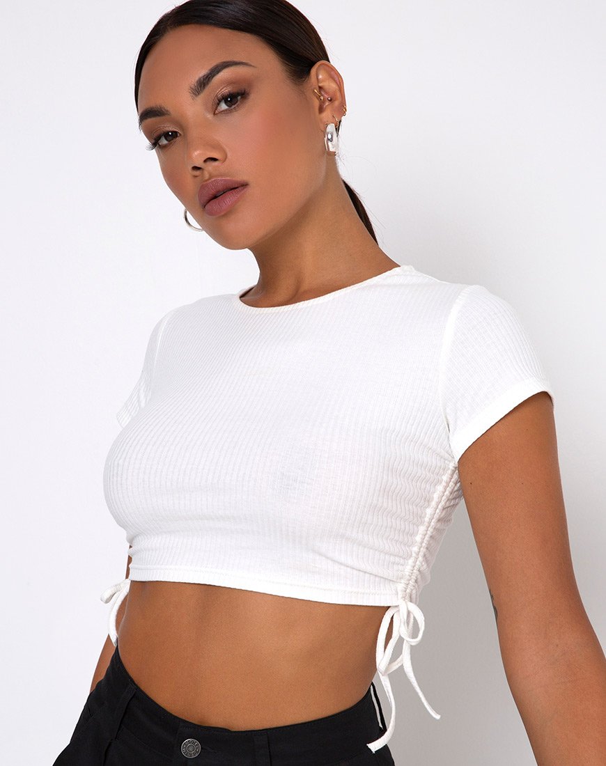 Tiner Crop Top en Rib Ivory
