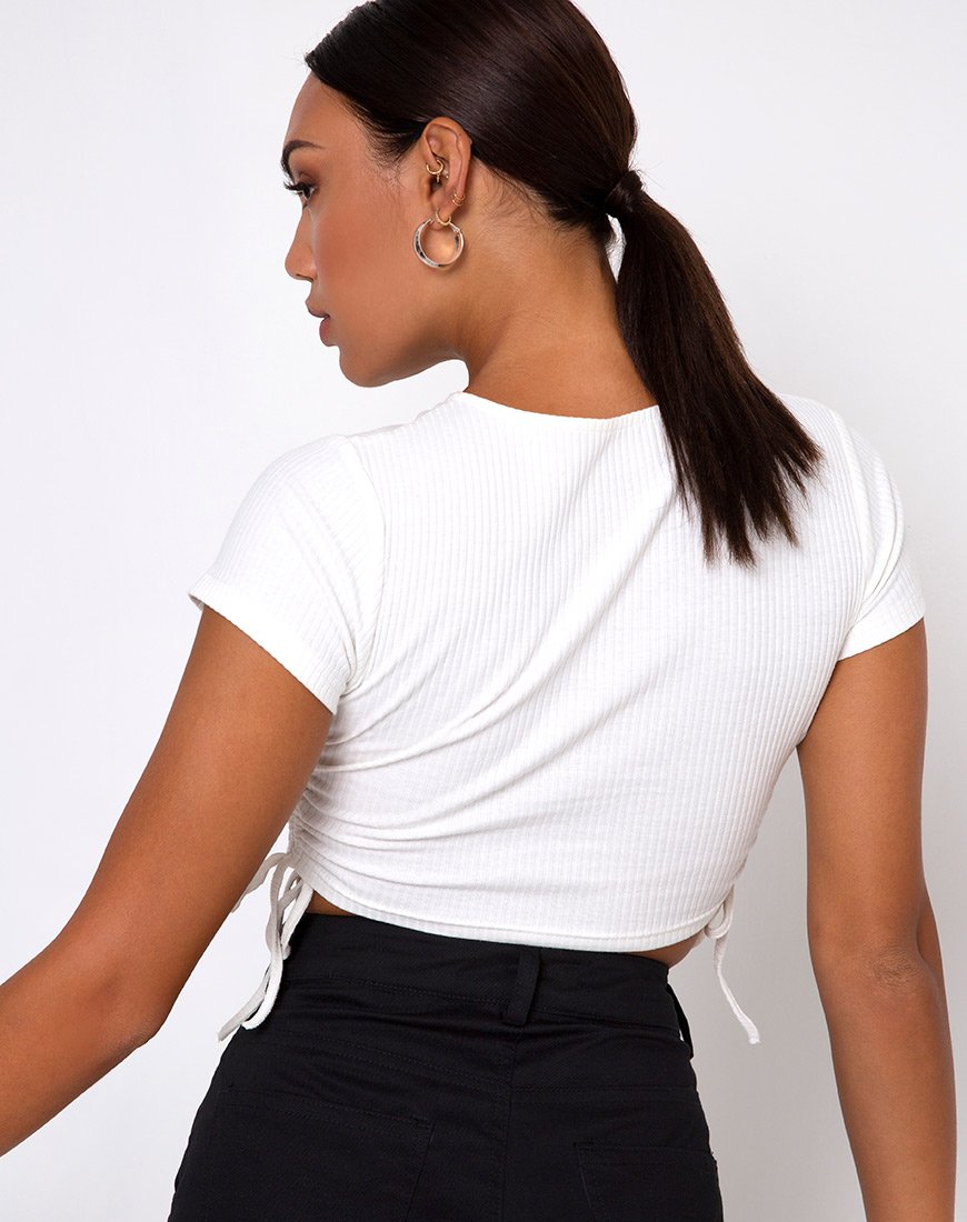 Tiner Crop Top en Rib Ivory