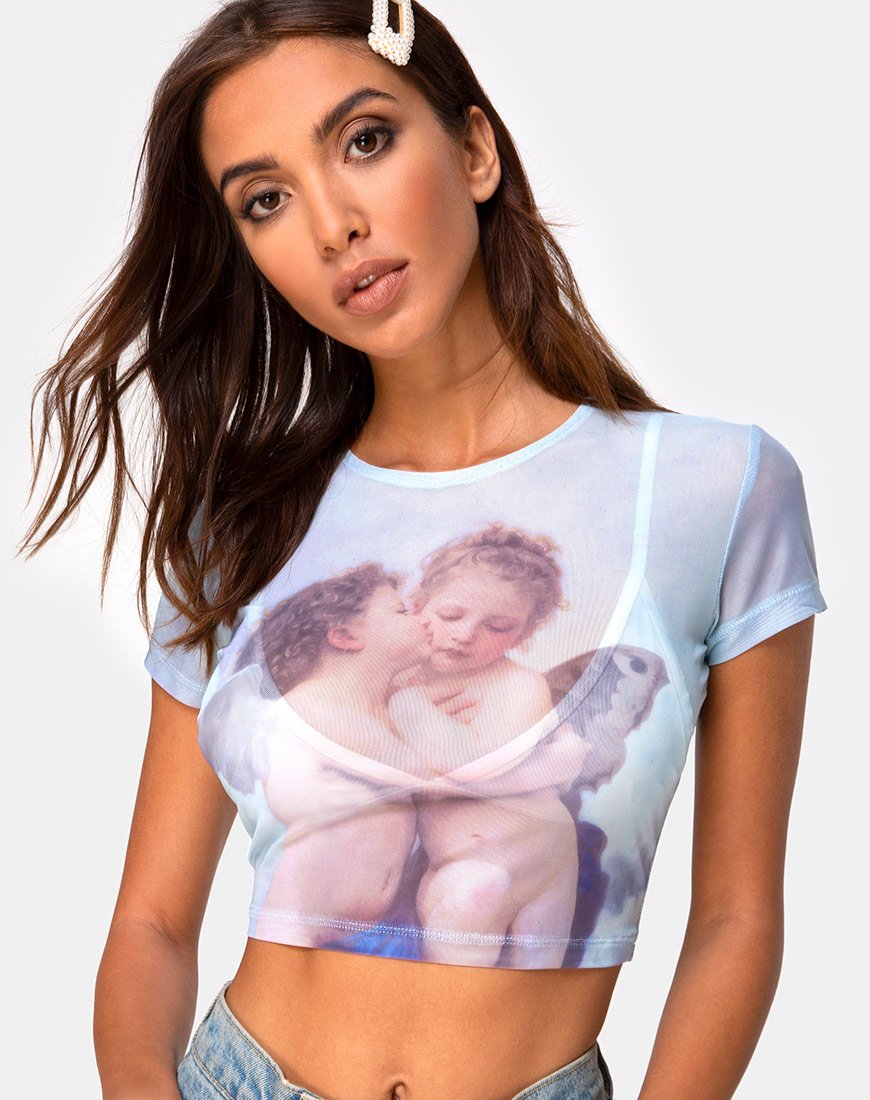 Imagen de Tiney Crop Top Tee in Cherub Kiss Blue