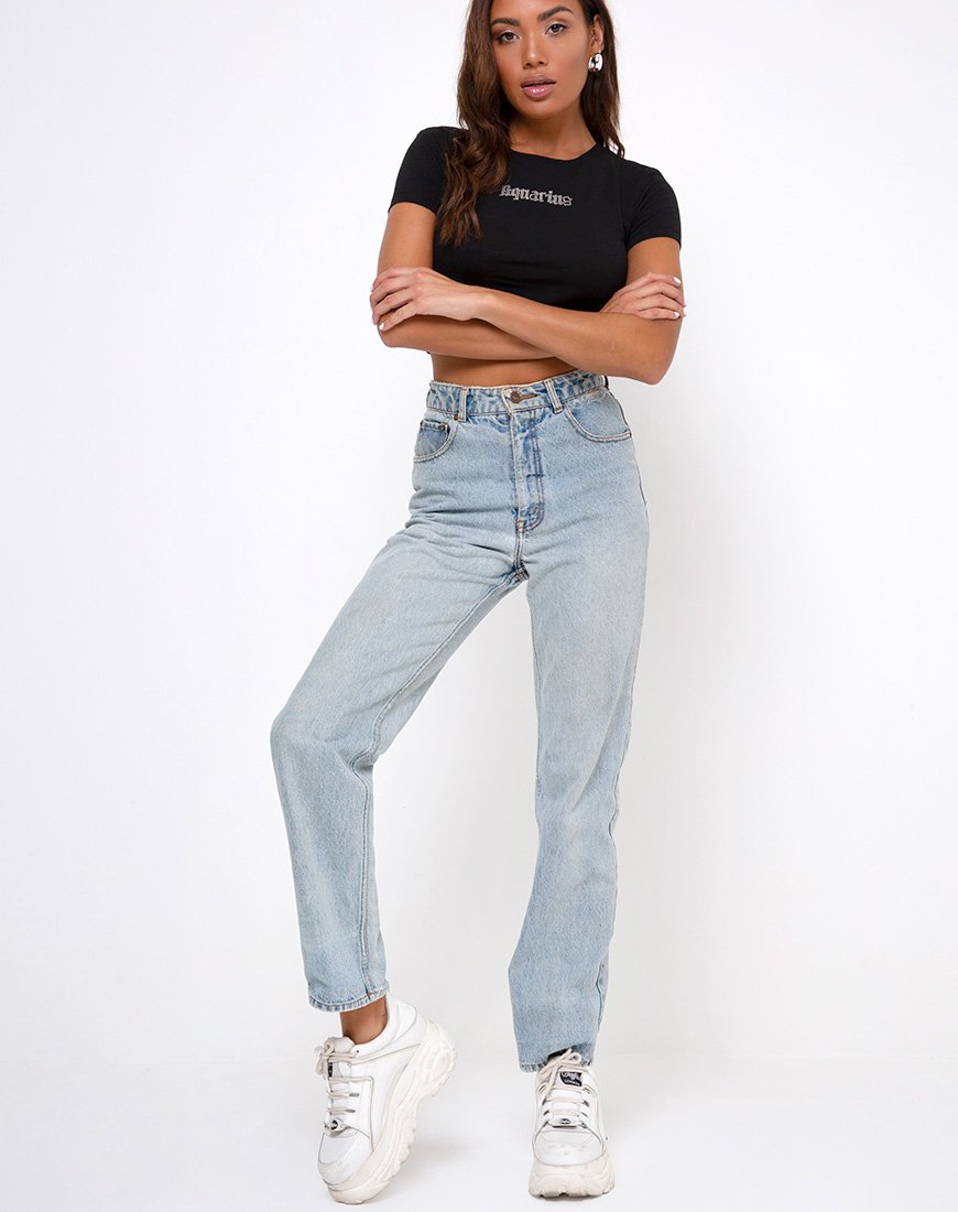 Imagen de Tiney Crop Tee en negro Acuario Diamante