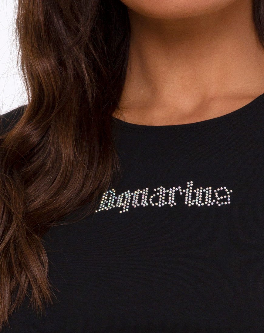 Imagen de Tiney Crop Tee en negro Acuario Diamante