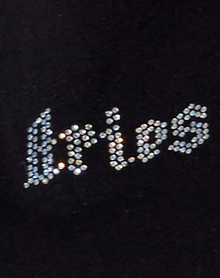 Camiseta Tiney Crop Tee en negro 'Aries' Diamante