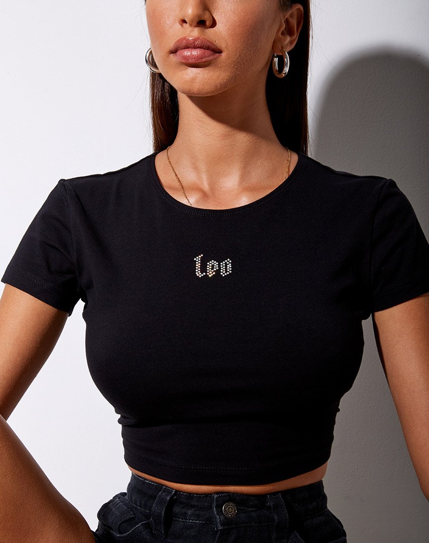 Imagen de Tiney Crop Tee en negro Leo Diamante