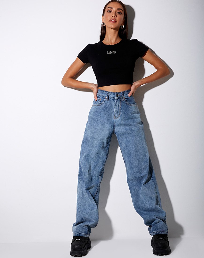 Imagen de Tiney Crop Tee en negro Libra Diamante