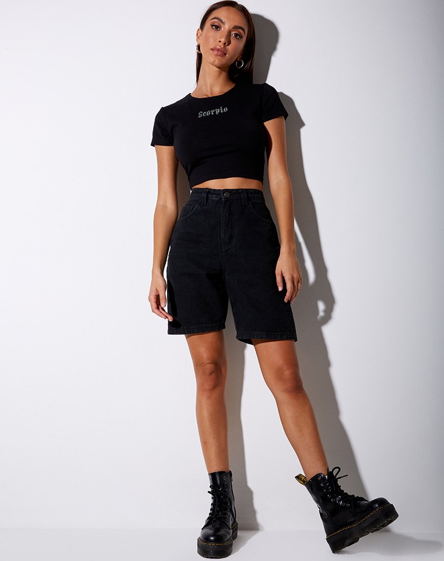 Imagen de Tiney Crop Tee en negro Scorpio Diamante