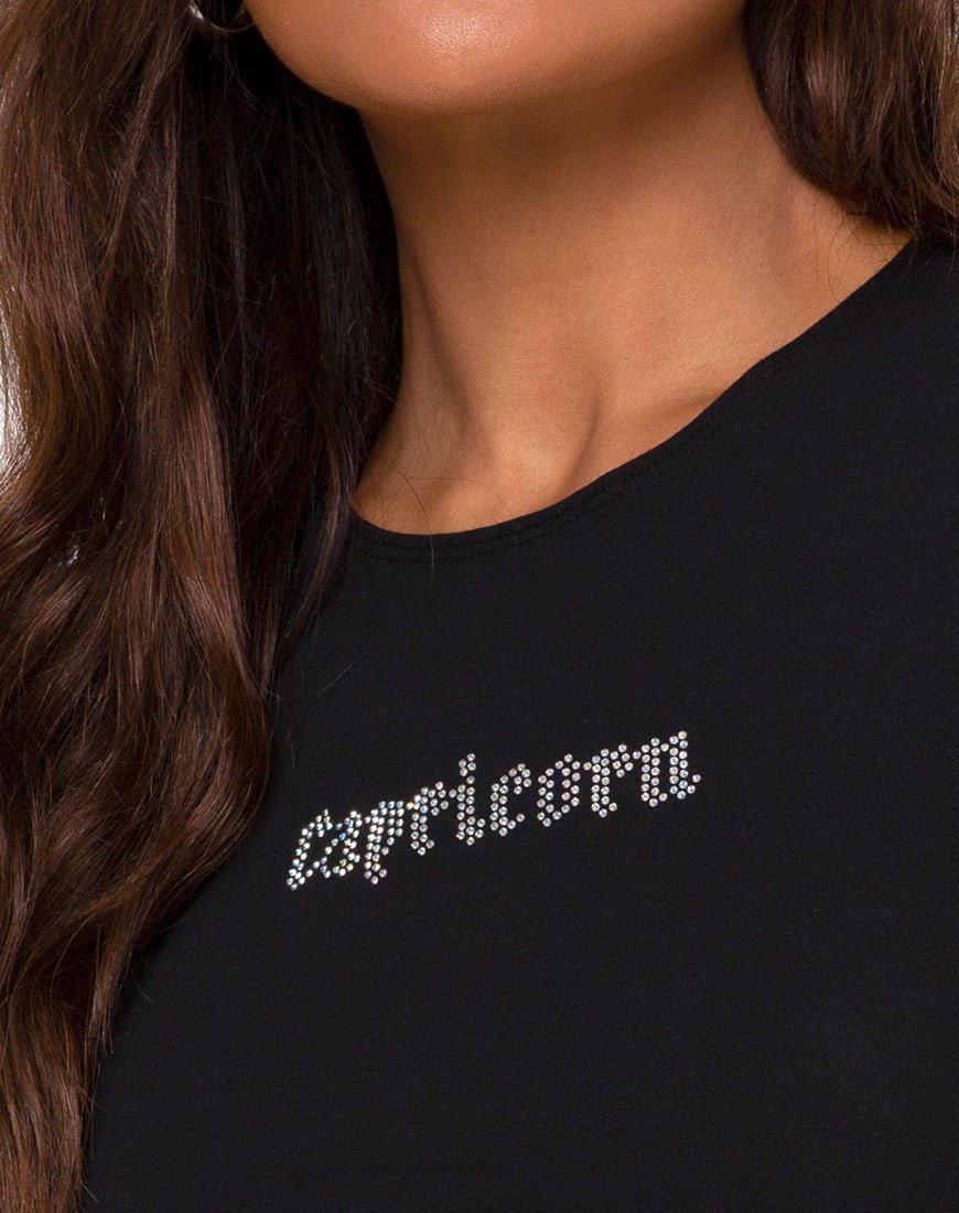 Imagen de Tiney Crop Top Tee in Black Capricorn Diamante by Motel