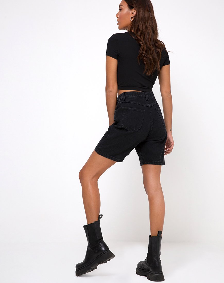 Imagen de Tiney Crop Top Tee in Black Capricorn Diamante by Motel