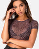 Imagen de Tiney Crop Top Tee in Rar Leopard Mesh