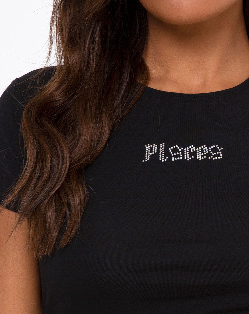 Imagen de Tiney Crop Tee en negro Piscis Diamante