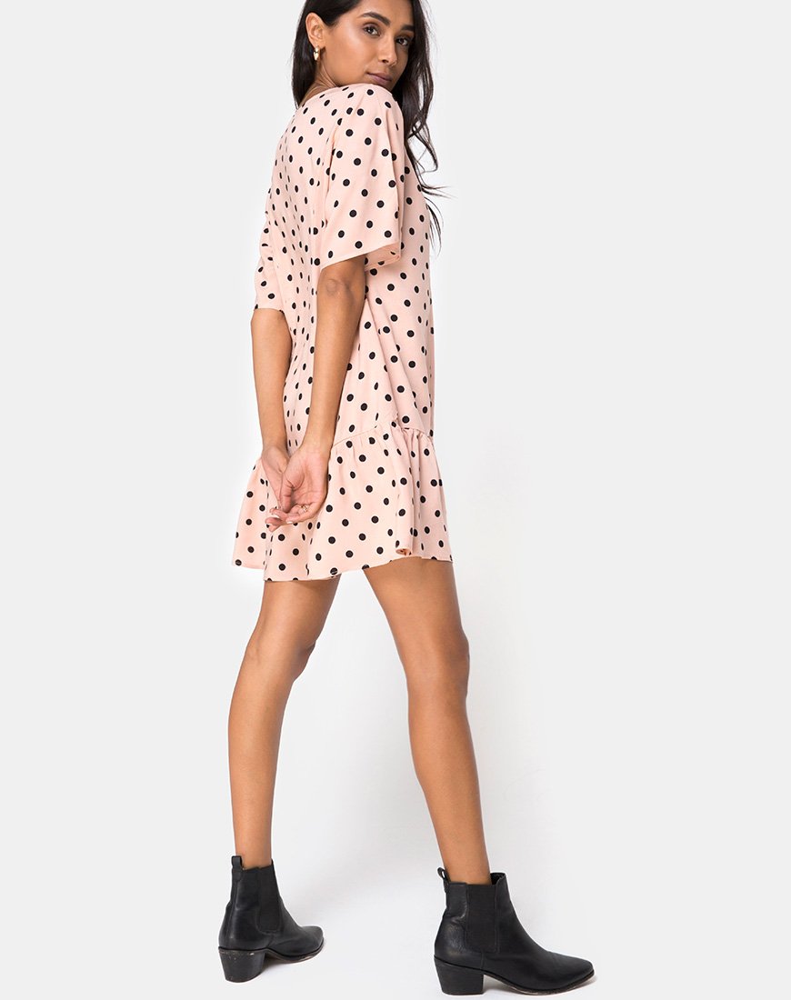 Imagen de Tisha Babydoll Dress in New Polka Nude Negro