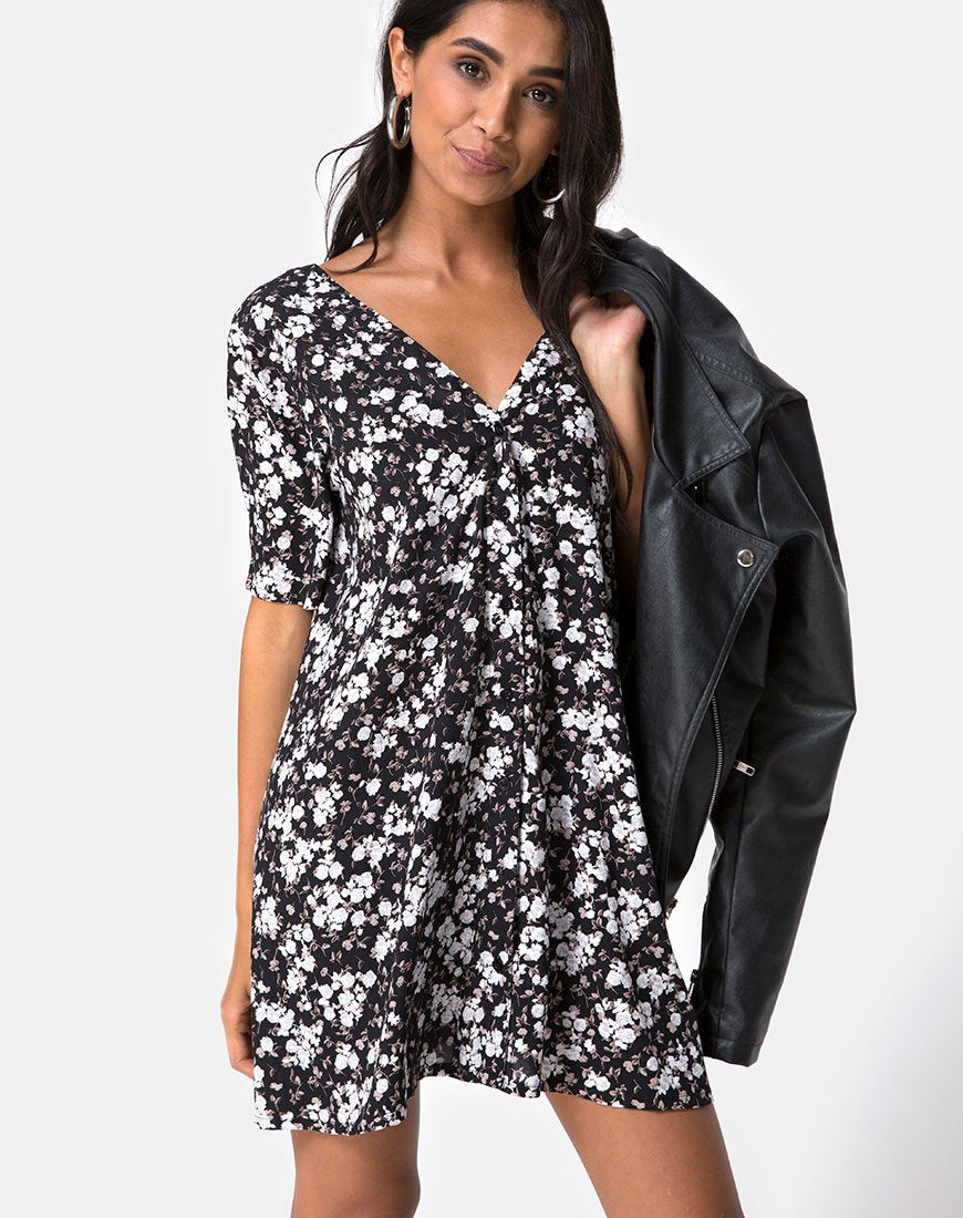 Vestido Swing Crosena en Flor Silvestre Oscura